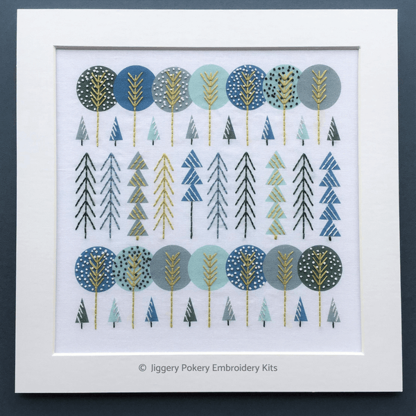 Scandinavian trees embroidery pattern