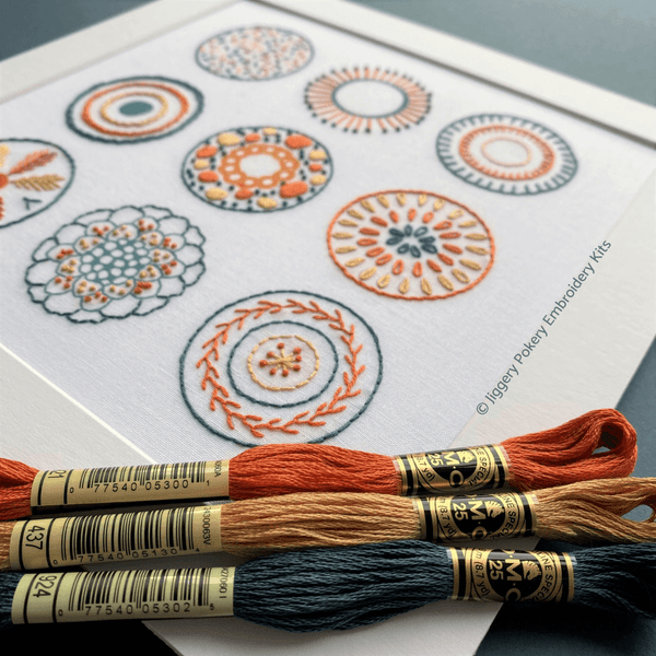 Embroidery sampler kit with DMC threads from Jiggery Pokery
