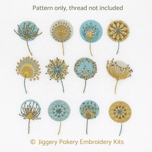 Dandelions embroidery pattern, cover image for collection of Jiggery Pokery embroidery patterns