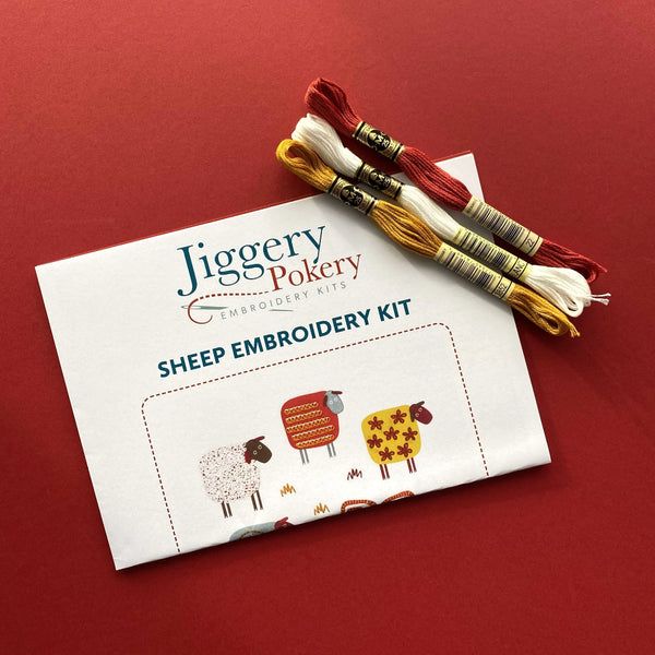 DMC floss pack for sheep embroidery pattern by Jiggery Pokery