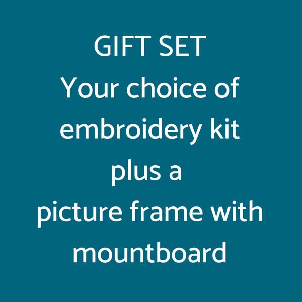 Embroidery gift set includes a Jiggery Pokery gift set of your choice plus a picture frame and mountboard