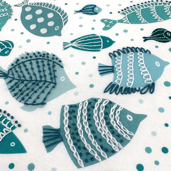 Close up of fish in the fish embroidery design