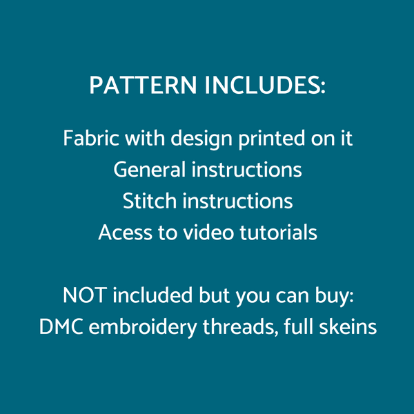 List showing what you get with the spring embroidery pattern