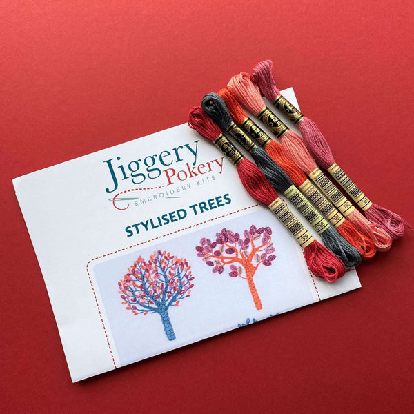 DMC floss pack for autumn trees embroidery pattern by Jiggery Pokery