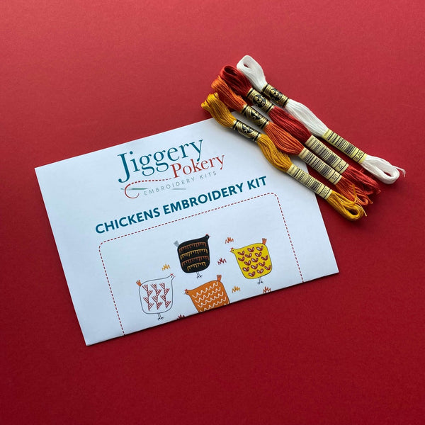 DMC floss pack for hens embroidery pattern by Jiggery Pokery