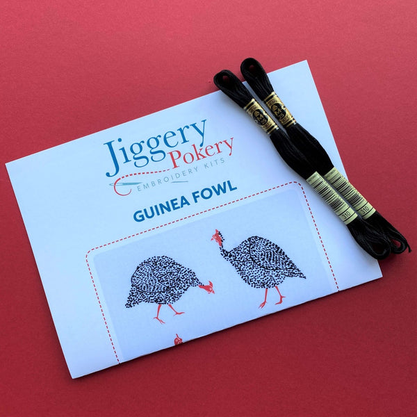 DMC floss pack for guinea fowl bird embroidery pattern by Jiggery Pokery
