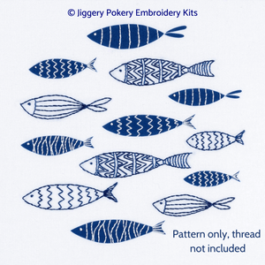 Blue fish embroidery pattern by Jiggery Pokery