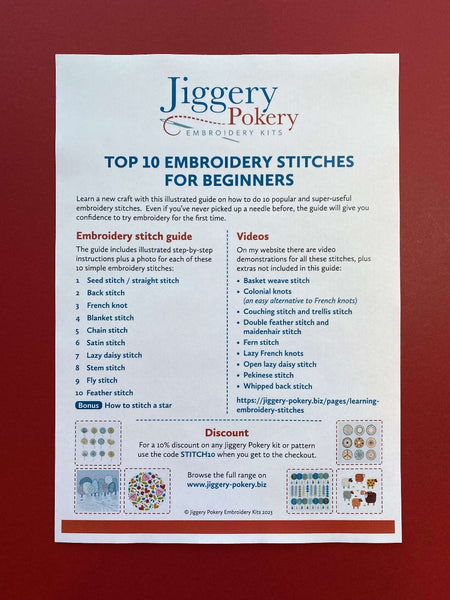 Free embroidery stitch guide, printable PDF