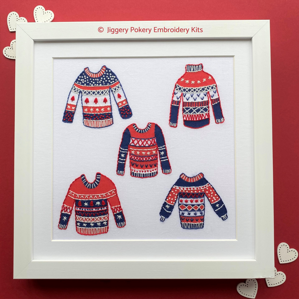 Christmas needlework kit jumpers design by Jiggery Pokery