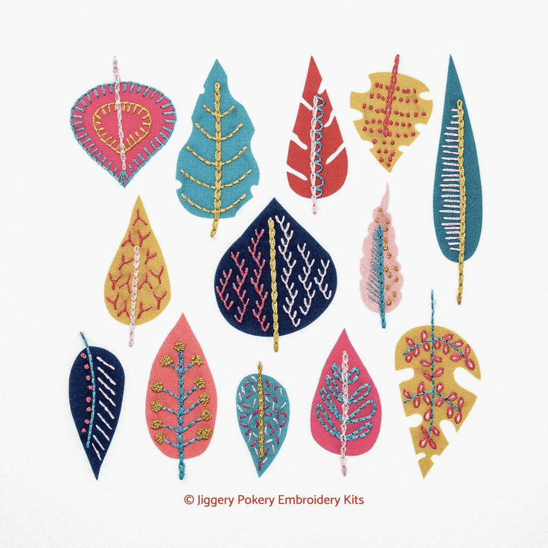 Leaf embroidery kit by Jiggery Pokery