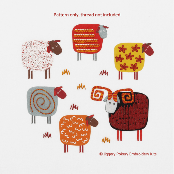 Sheep embroidery pattern by Jiggery Pokery